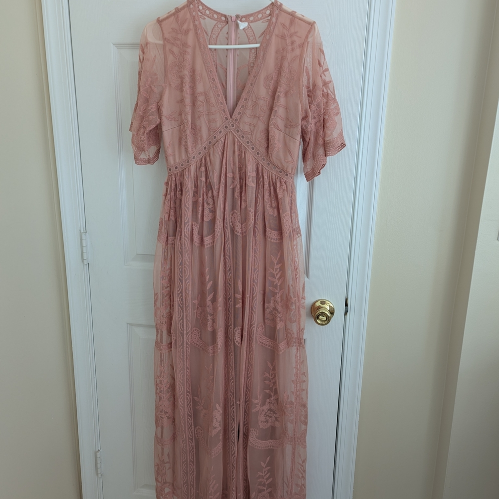 Pinkblush Pink Lace Maxi Dress